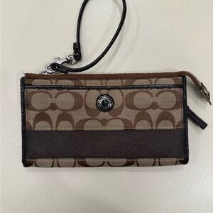 Coach Brown and Black monogram Wristlet Wallet